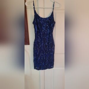 Elegant Blue Sequin Dress